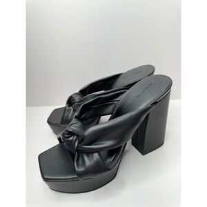 Open Edit Platform Sandals Size 9.5 Black Square Open Toe Knotted Heels‎